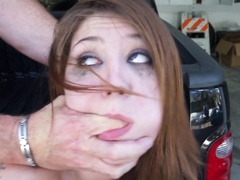 Man has a nice truck and an obedient slut in his garage