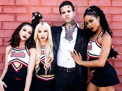 Two slutty hotties Kenzie Reeves and Kira Noir are sharing a big cock