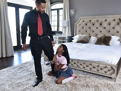 Adorable ebony Daisy Cooper has come over to Eddie Jaye’s beautiful home to babysit. This girl is really is hot. She has a tight little body with an innocent look about her that can drive a guy crazy
