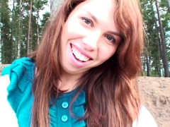 Ginger hottie gets naked on the beach and receives a lot of loving