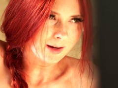 Ginger hottie is naked in the bathroom, playing with herself
