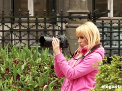 Picked up blonde hottie Aleska Diamond works on really strong fat BBC