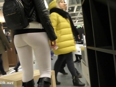 Jeny Smith and her tight pants camel toe  walks in a mall shaking her bubble but