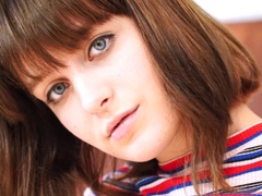 Taking off her panties bitch Nala Nova flashes her ass and works on her twat