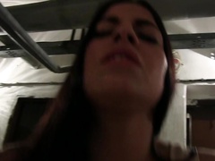 Amateur brunette girl sucks and rides dick on POV camera