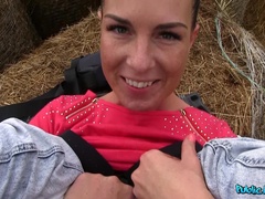 Roll In The Hay With Hot Brunette - Outdoor Cum on Pussy for Slut Alicia Wild