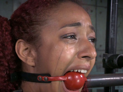 Gagged ebony redhead Daisy Ducati and her titless kooky Nikki Darling got invaded hard