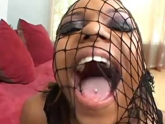 sexy ebony Marie Luv enjoys hardcore sex with a guy while she screams
