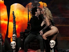 Hell mistress Sarah Jessie is fond of riding of her demon's dick on top