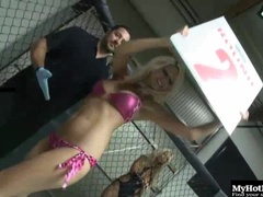 Bridgette B is a beautiful blonde who has her bra and panties off