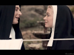 Horny nun Nina Hartley is eager to eat juicy wet pussy sensually