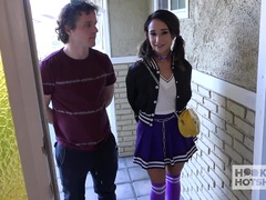 Crazy flexible cheerleader Isabella Nice is brutally anal pounded
