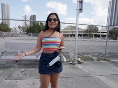 Kinky Latina Summer Col with glasses gets fucked in back of the van