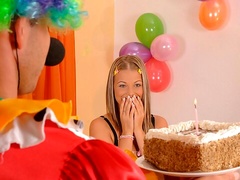 Twisted teen Trisha gets fucked on her 18th birthday by a clown