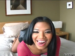 Exotic babe Emy Reyes gives head and licks balls in a POV flick