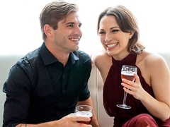 Small-tit chick Lily Love is having fun with a pretty hard penis