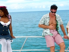 Sexy slutty captain rides tourist dick on the boat