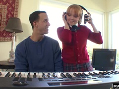 Cute strawberry blonde girl, Carolina West, is hot for her music teacher