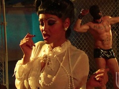 Hot as fire brunette mistress Priya Rai sucks two hard dicks