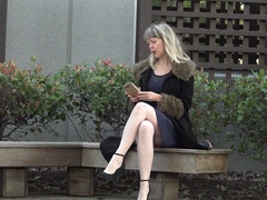 Solo Jamie Foster with natural tits pleasuring her wet pussy