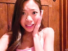 Sensual Asian teen with shaved pussy Vina Sky rides on a huge dick