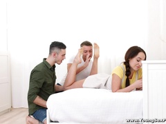 Young Natali Ruby cannot wait to get two cocks in her nether holes