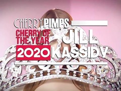 Sweet hottie Jill Kassidy is having fun with herself on the table