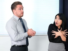 Small-tit brunette Rina Ellis rides on a hard dick in the cowgirl pose