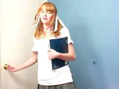 A tiny hot woman with a sexy ass is getting cumshot on the table