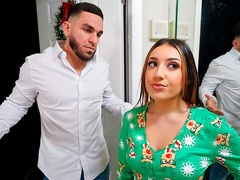 Angelic big-bottomed hottie Violet Gems jumps on a huge penis