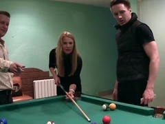 Two frat boys fuck a married teacher in a bar.