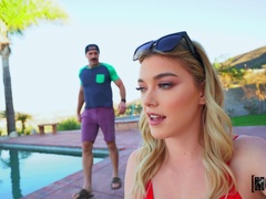 Close up fucking by the pool with stunning blonde Anny Aurora