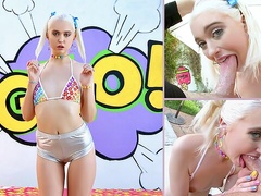 Blonde teen with big eyes Chloe Cherry enjoys oral sex so much