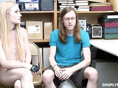 Spicy blonde chick Emma Starletto nicely fucked in the office