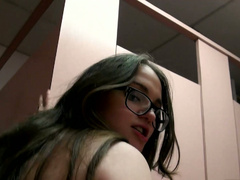 Bruno Dickenz pokes nerdy chick in glasses Cat Morris in cowgirl style