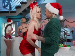 Blonde gal Lexi Lore gets eaten out and fucked hard by tattooed stud