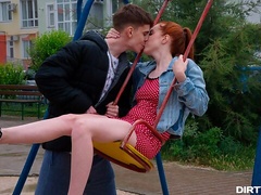 Nerdy redhead taking a facial