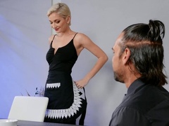 Skye Blue drops her panties to be fucked hard on the table