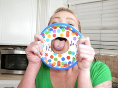 Kitchen blowjob in POV video by irresistible blonde Kay Carter