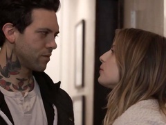 Girl is having her throat fucked by a big hard pecker