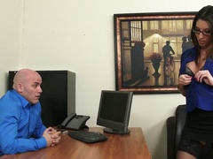 Busty brunette in glasses Dava Foxx gets her juicy twat hammered hard