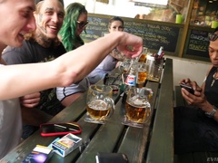 Pink haired punk teen Kira Roller gets cum in her dirty whore mouth