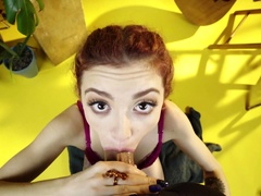 Lola Fae eagerly sucks thick throbbing cock