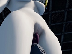 Beauty demon fox has fun with a vibrator in her pussy in her temple reaching a sacred orgasm