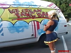Petite blonde cheerleader teen picked up for sex in a car