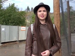 Picked up long haired gal Cassie Fire sucks dick after proper fuck