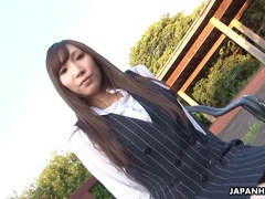 Just natural Japanese office nympho Kaoru Sakaki is fond of some masturbation