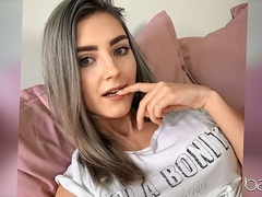 Stunning brunette with big boobs Eva Elfie fucks with her pussy