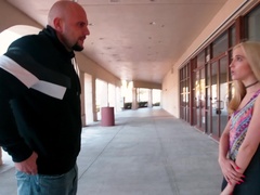 Bald man has to park his truck and own petite blonde