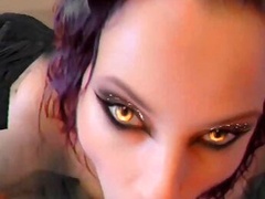 devilish blowjob with angel wings..Snapchat fun in the bathtub